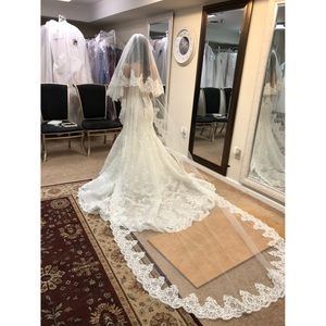 2 Tier Ivory Cathedral Veil with Lace